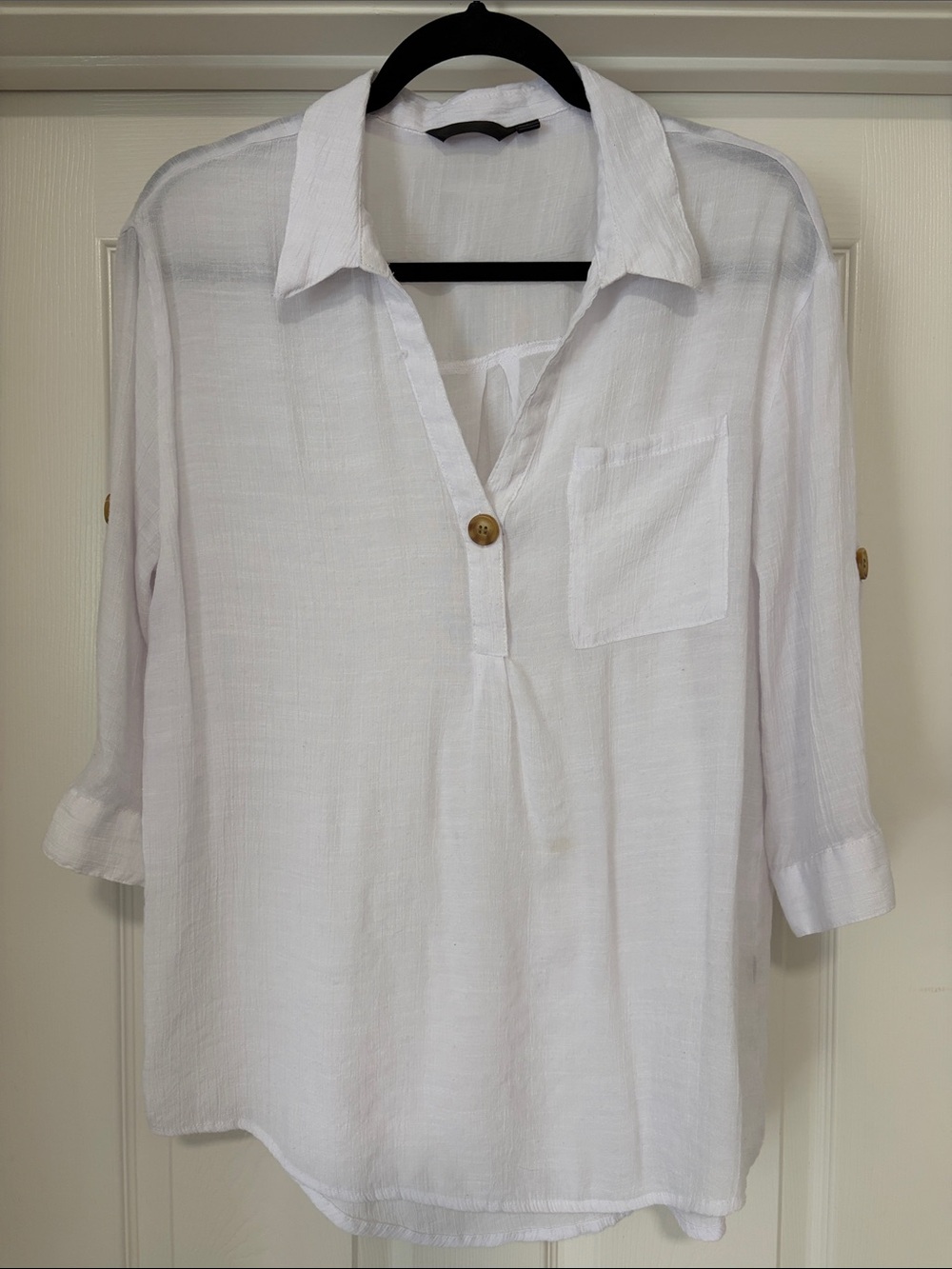 Lightweight White Button-Front Women's Top